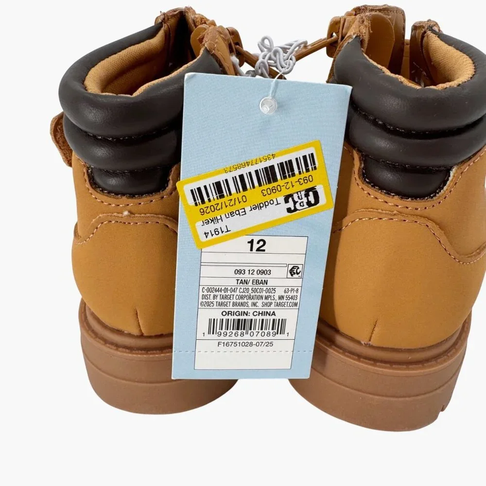 NEW Cat & Jack Toddler Eban Hiker Boots - Tan - Size 12